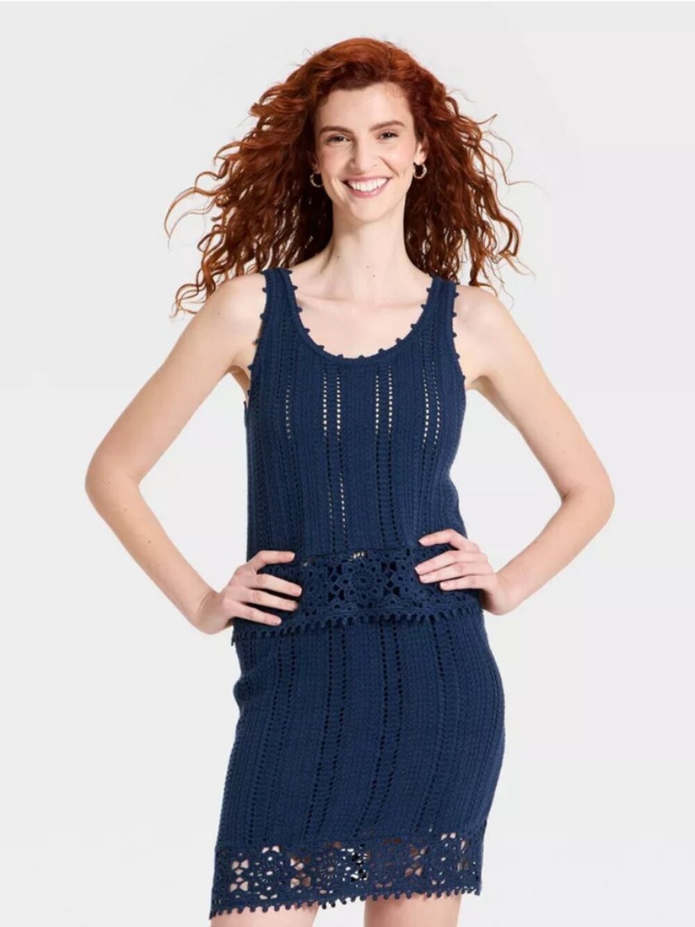 Women's Openwork Sweater Tank Top - Universal Thread Navy Blue S